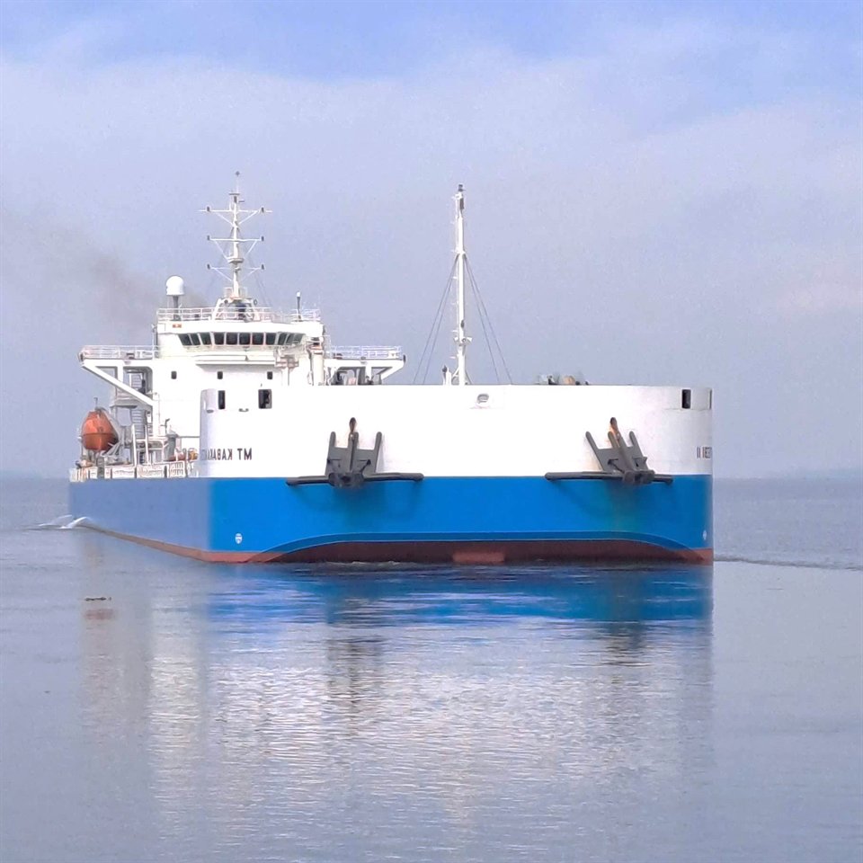 A Lake Victoria Logistics double-hulled tanker under way on the lake