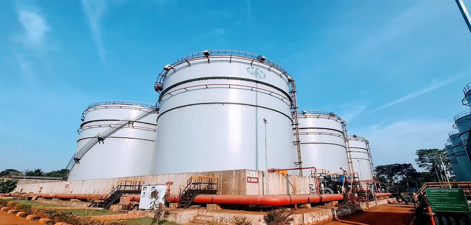 Bulk liquid storage tanks at the Lake Victoria Logistics terminal