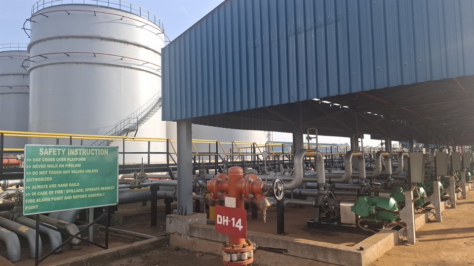 Tank farm within its concrete bund