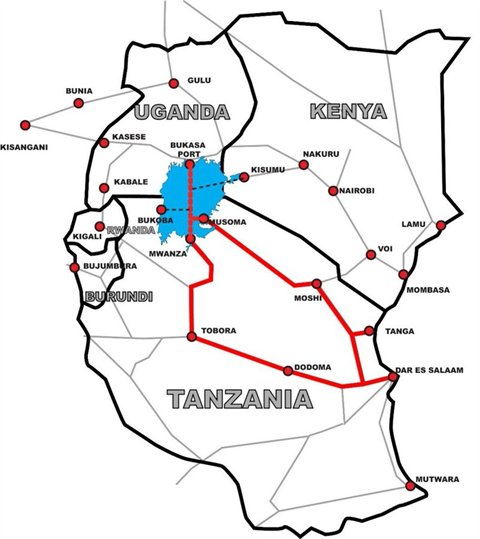 Map of the Lake Victoria Logistics operational network across Tanzania, Kenya and Uganda